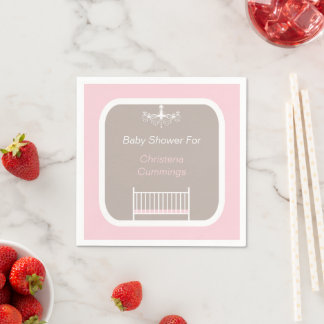 Serviette En Papier Baby Shower Élégant Lustre Rose