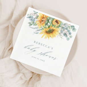 Serviette En Papier Baby Shower Élégant Rustique au Tournesol