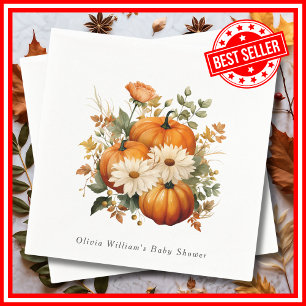 Serviette En Papier Baby Shower Élégant sur le thème des Fleurs Automn