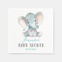 Baby shower éléphant Aqua Napkins