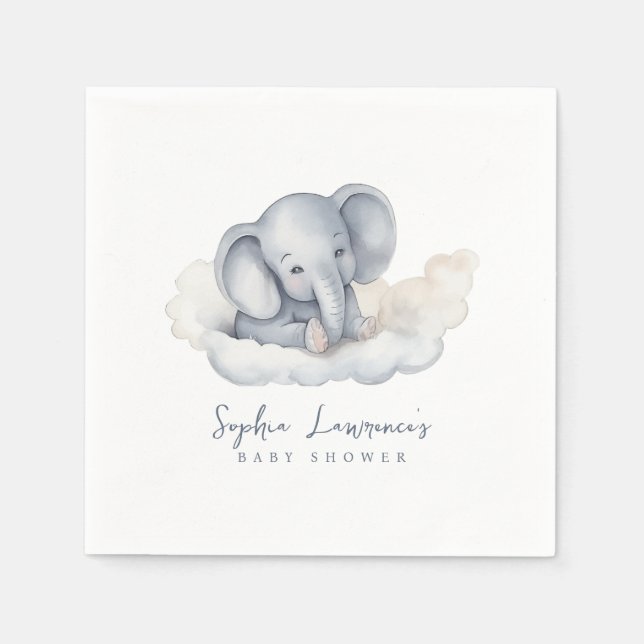 Serviette En Papier Baby shower Eléphant Bébé mignon (Devant)