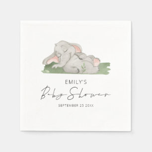 Serviette En Papier Baby shower Eléphant couchant mou