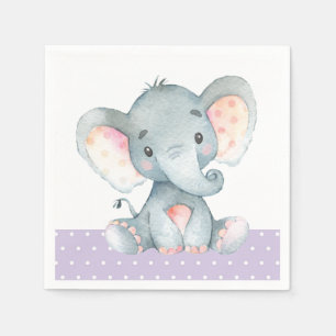 Serviette En Papier Baby shower Eléphant fille serviettes violettes