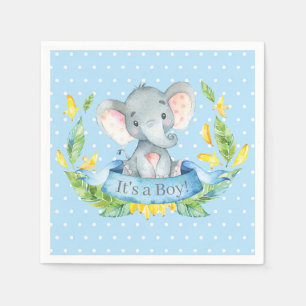 Serviette En Papier Baby shower éléphant garçon serviettes bleues