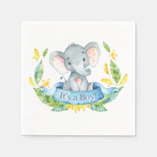 Serviette En Papier Baby shower éléphant garçon serviettes bleues