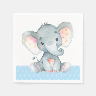 Serviette En Papier Baby shower éléphant garçon serviettes bleues