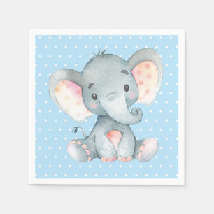 Serviette En Papier Baby shower éléphant garçon serviettes bleues