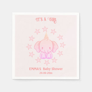 Serviette En Papier Baby Shower éléphant rose personnalisé mignon