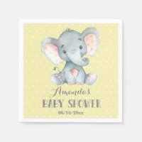Baby shower éléphant serviettes jaune et gris