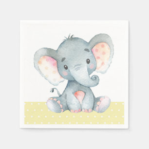 Serviette En Papier Baby shower éléphant serviettes jaunes