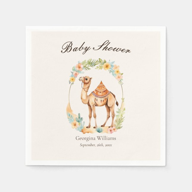 Serviette En Papier Baby shower en chameau d'aquarelle (Devant)