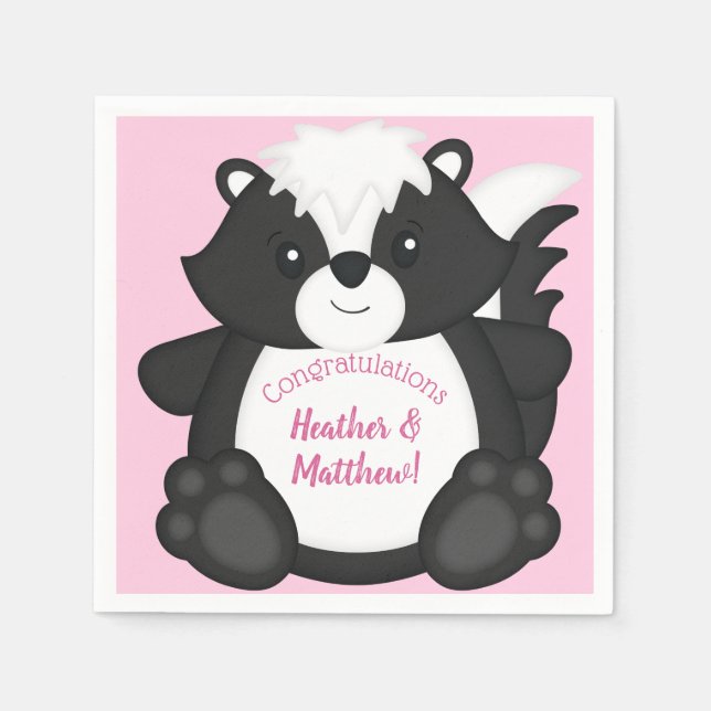 Serviette En Papier Baby shower en peau rose (Devant)