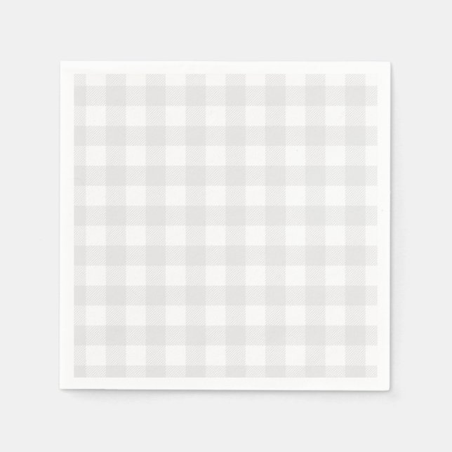 Serviette En Papier Baby shower En vichy gris (Devant)