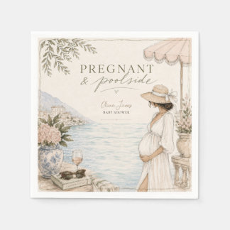 Serviette En Papier Baby-shower enceinte au bord de la piscine