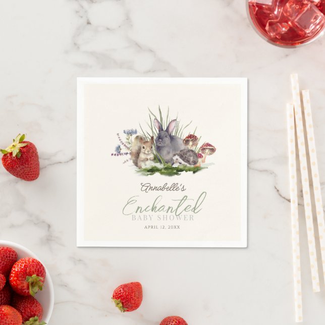 Serviette En Papier Baby shower Enchanted Forest Woodland Animaux (En situation)