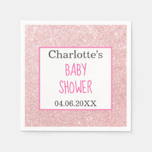 Serviette En Papier Baby shower étincelant de Parties scintillant Rose