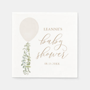 Serviette En Papier Baby shower Eucalyptus à bulle blanche
