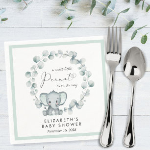 Serviette En Papier Baby shower Eucalyptus Eléphant mignon