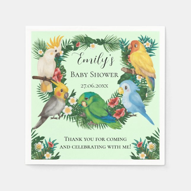 Serviette En Papier Baby shower exotique de verdure tropicale pour béb (Devant)