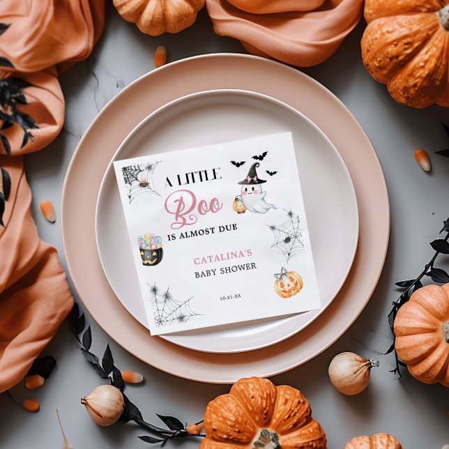 Serviette En Papier Baby shower fantôme d'Halloween rose (Créateur téléchargé)
