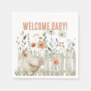 Serviette En Papier Baby-Shower Ferme de Campagne Aquarelle