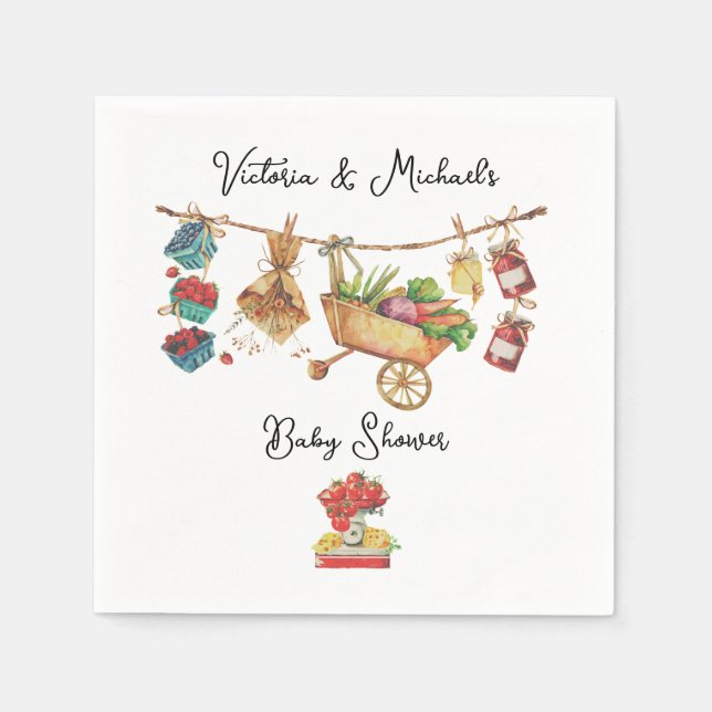 Serviette En Papier Baby shower fermier (Devant)