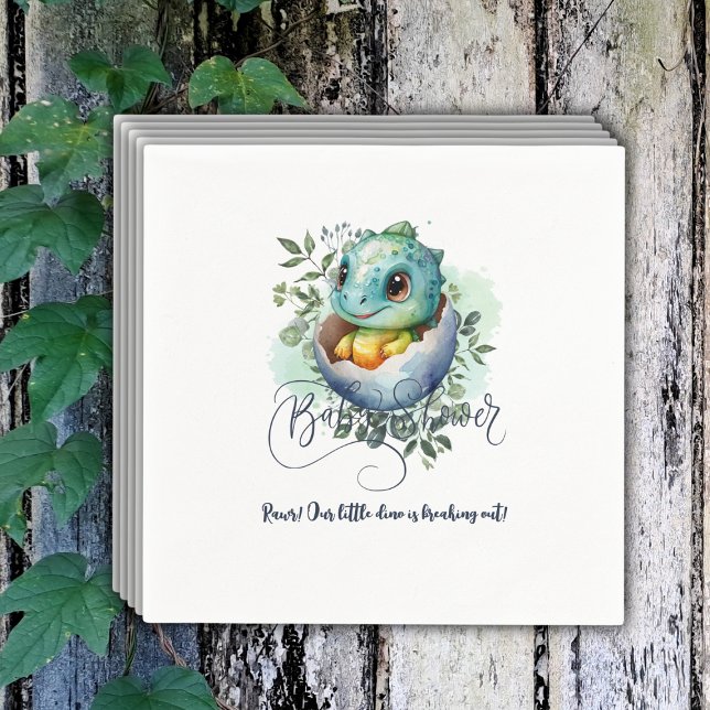 Serviette En Papier Baby shower Feuille Dinosaur Oeuf Cute Aquarelle (Créateur téléchargé)
