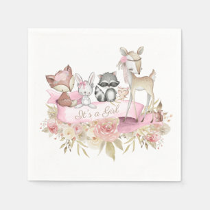 Serviette En Papier Baby Shower Fille Animaux de la Forêt