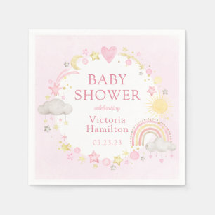 Serviette En Papier Baby Shower Fille Arc-en-Ciel Aquarelle
