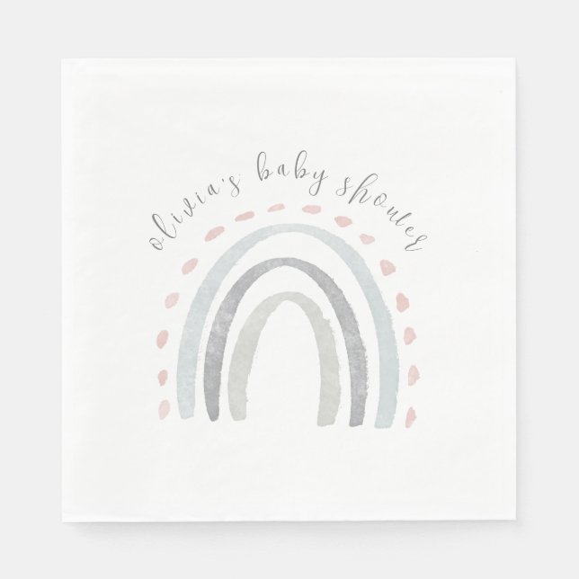 Serviette En Papier Baby shower fille arc-en-ciel Boho simple mignon (Devant)
