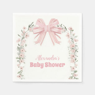 Serviette En Papier Baby shower Fille Bow Rose Floral