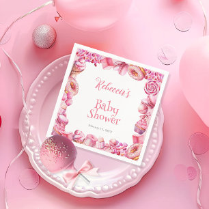 Serviette En Papier Baby shower fille de cadre de bonbons rose