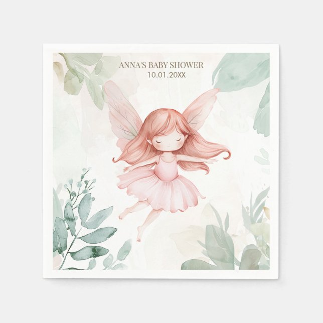 Serviette En Papier Baby shower Fille Ginger Fairy (Devant)