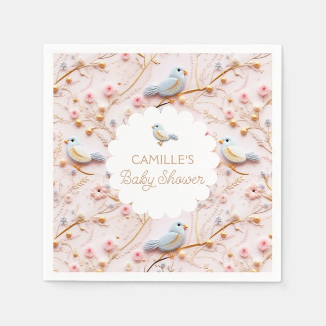 Serviette En Papier Baby shower Fille Jardin Rose Floral (Devant)