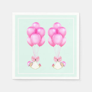 Serviette En Papier Baby shower fille jumeaux