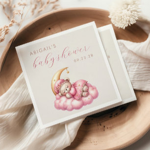 Serviette En Papier Baby shower fille mignonne Teddy Ours rose Lune