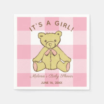 Baby shower fille ours avec nom et date