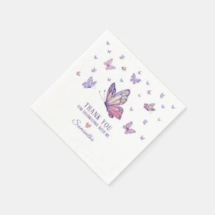 Serviette En Papier Baby shower fille papillon violet