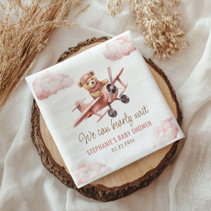 Serviette En Papier Baby shower fille rose de l'avion mignonne ours