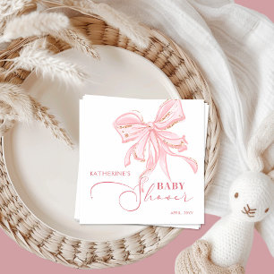 Serviette En Papier Baby shower fille rose et or Bow Chic