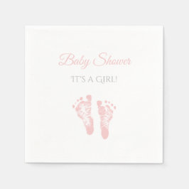 Serviette En Papier Baby shower Fille Simple Precious Empreintes roses