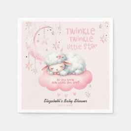 Serviette En Papier Baby shower fille Twinkle Twinkle Lamb rose