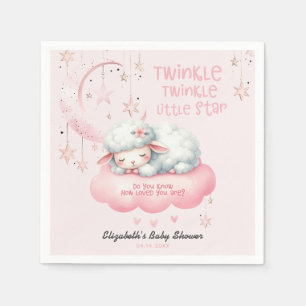 Serviette En Papier Baby shower fille Twinkle Twinkle Lamb rose
