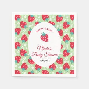 Serviette En Papier Baby Shower Fille Verte Fraise Sucrée