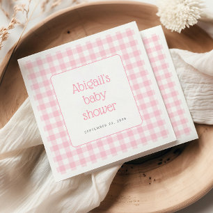 Serviette En Papier Baby Shower Filles Rustique à Carreaux Gingham Ros
