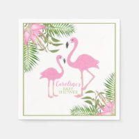 Baby shower Flamant rose Floral Aquarelle