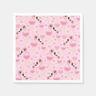 Serviette En Papier Baby shower Flamant rose rose