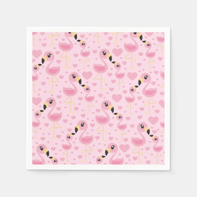 Serviette En Papier Baby shower Flamant rose rose (Devant)