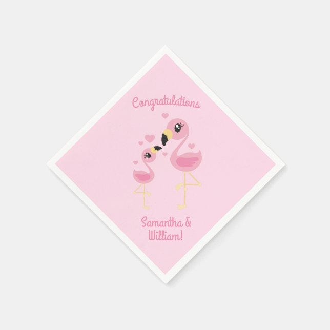 Serviette En Papier Baby shower Flamant rose rose (Coin)