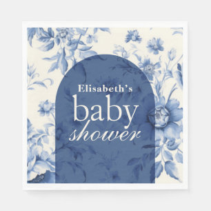 Serviette En Papier Baby Shower Fleur Bleu Toile de Jouy